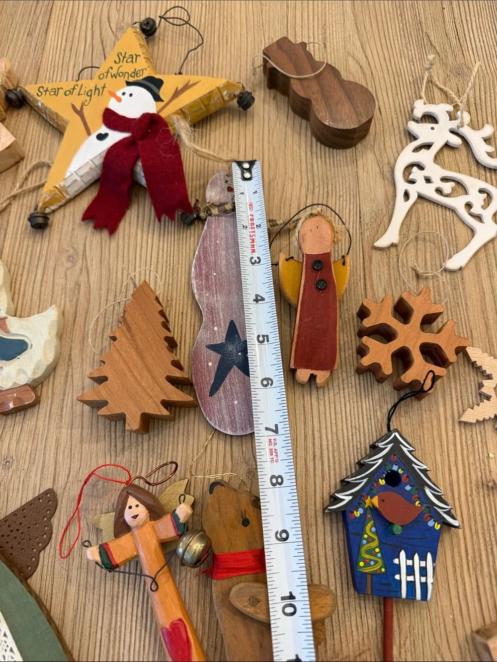 Vintage Wood Christmas Ornament Bundle Lot of 15